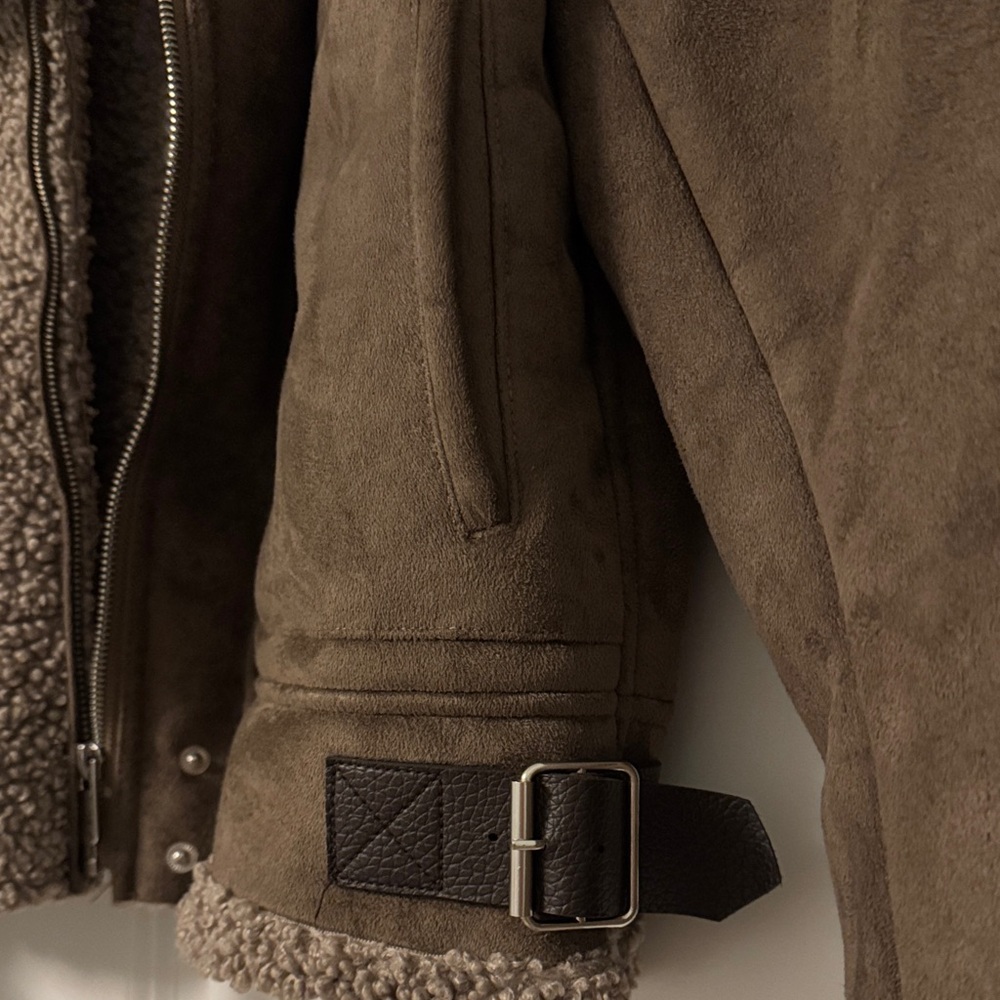 Zara TRF Women’s Brown Suede And Sherpa Fleece Jacket - Picture 4 of 12